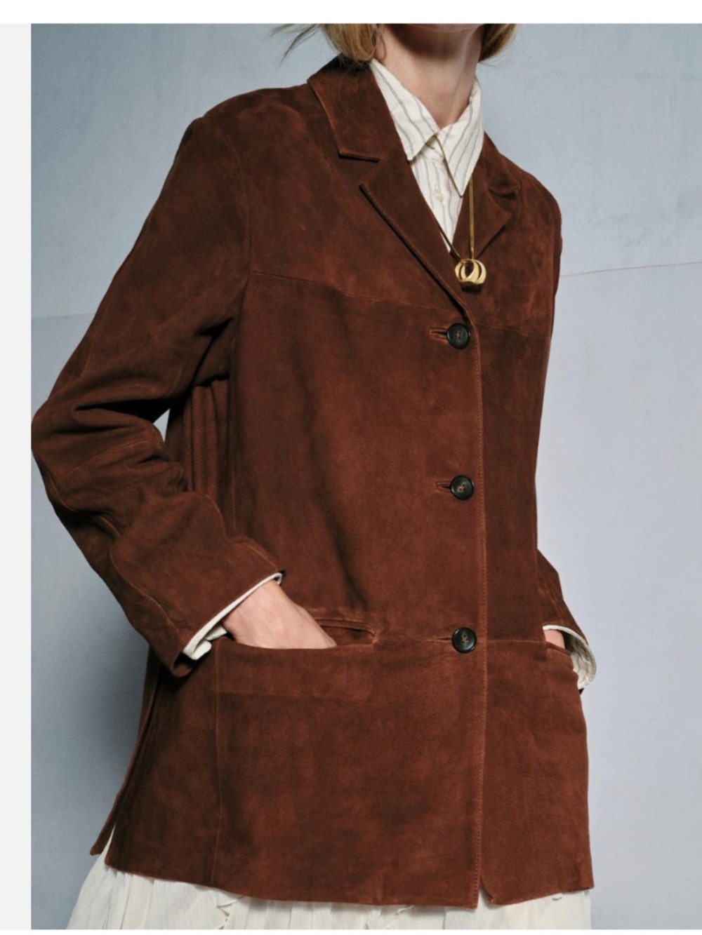 (#1) 100% SUEDE LEATHER JACKET ZW COLLECTION LIMITED EDITION - Brown